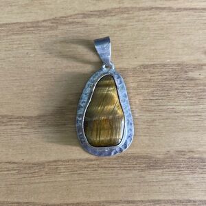 Tiger eye sterling silver pendant